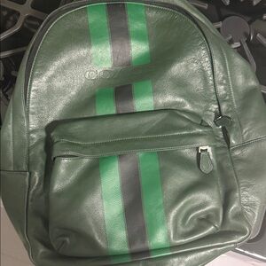 Coach Green and Black Leather Backpack